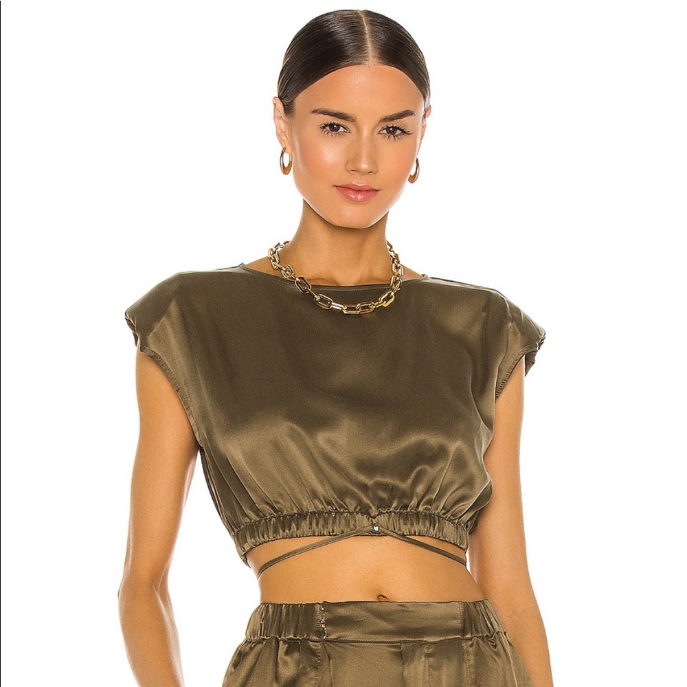 NICHOLAS “REY” 100% SILK WAIST WRAP CROP TOP, SZ 0